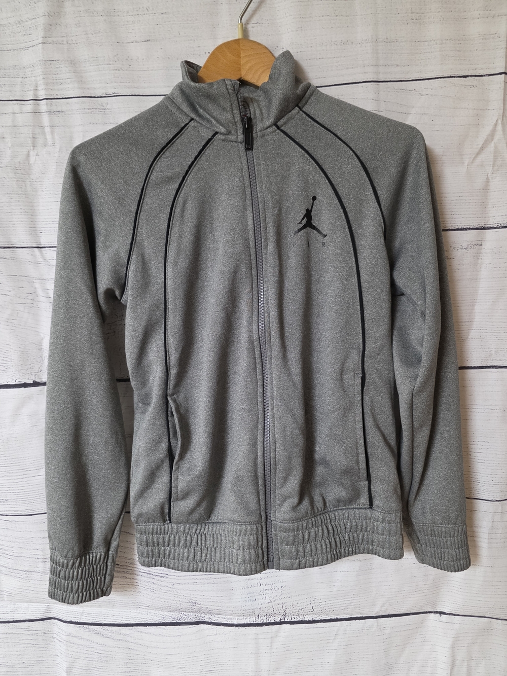 Jordan Grey Kids Full-Zip Track Jacket with Black Piping